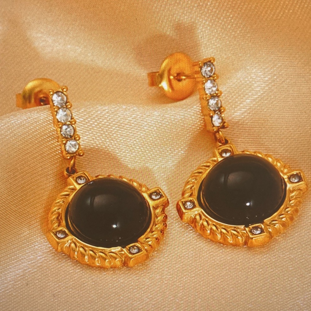 Elegant Gold and Black Earrings